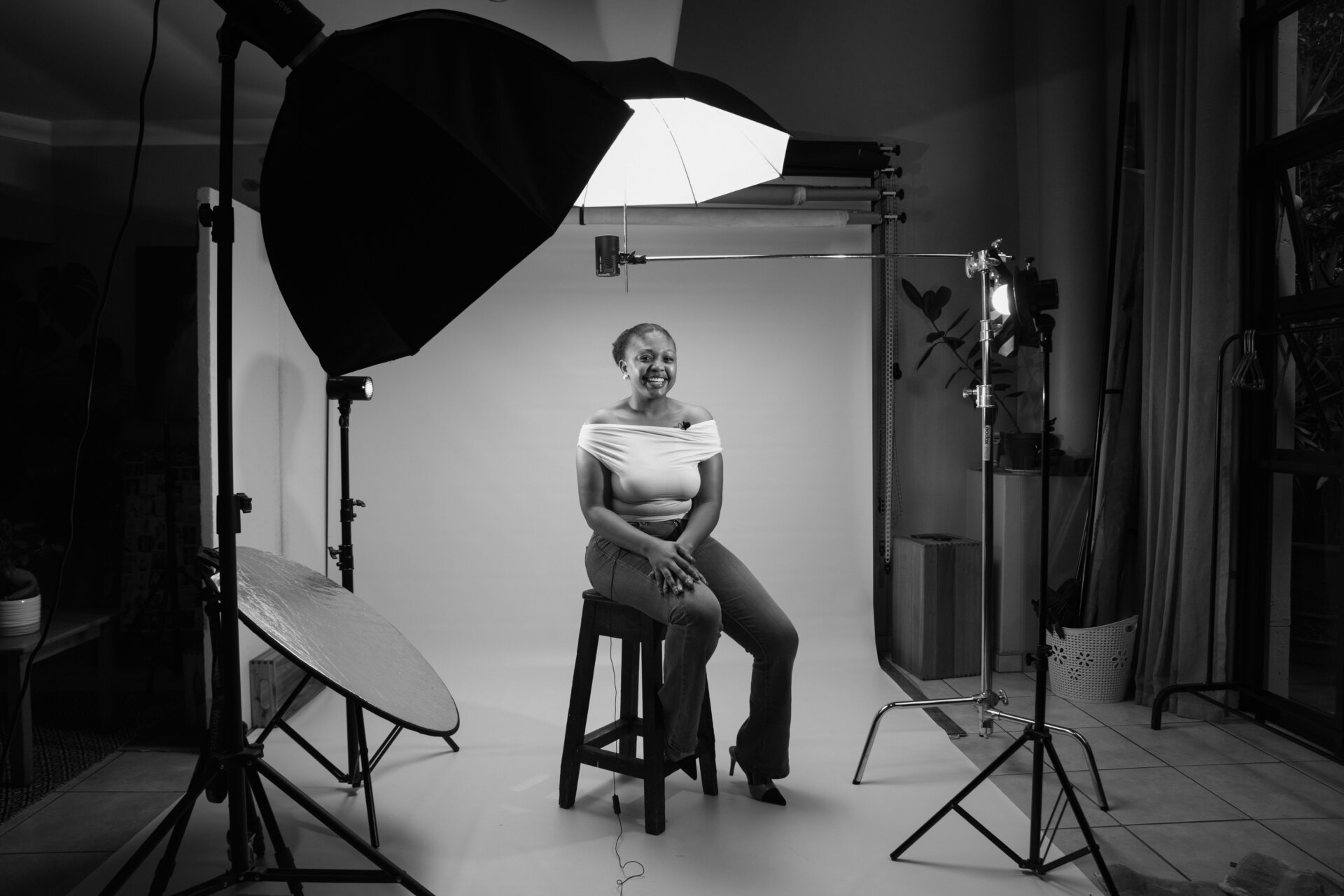 Professional portrait in portable studio setup, Lowveld